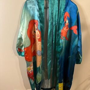 Disney Teal Satin Little Mermaid Robe with Sash Tie